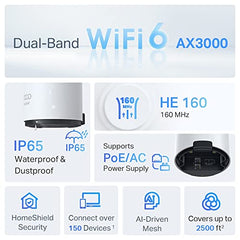 TP-Link Deco X50-PoE(1-Pack) AX3000 Whole Home Mesh WiFi 6 System with PoE Router | Seamless AI | HomeShield | 3000 Mbps Wireless Dual Band | Multi-Gig 2.5 Gbps