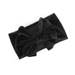SYGA Baby Headband Velvet Bow Shape Stretchable Hairband Suitable for Newborn Infant Toddler Kids 0-3 Year (Black)