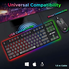 Ant Esports Thunder20 Wired Mechanical Gaming Keyboard and Mouse Combo | TKL Keyboard Rainbow Backlight 26Anti-Ghosting Keys, 6-Button 3600DPI Mouse | USB | PC/Laptop Compatible_ Brown Switch_ Black