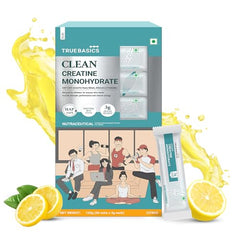 TrueBasics Clean Creatine Monohydrate Powder, Citrus Flavor, 30 Sachets | 3g Creatine per Sachet