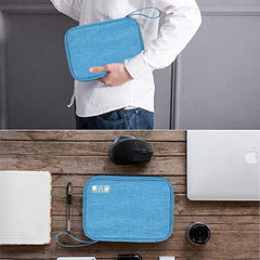 House of Quirk Electronics Accessories Organizer Bag, Universal Carry Travel Gadget Bag for Cables, Plug and More, Perfect Size Fits for Pad Phone Charger Hard Disk (Sky Blue)