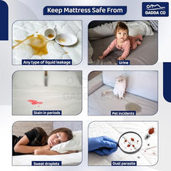 GADDA CO 100% Waterproof Premium Cotton Feel Mattress Protector King Size 78x72 Inch|Ultra Soft Breathable & Fitted Bed Protector Terry Cover Double Bed (6.5x6 feet, Fits 10 Inches, Grey)