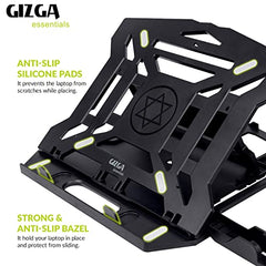 GIZGA Essentials Laptop Stand Riser for 12 to 15.6 Inch Laptop, MacBook, Tablet| Ergonomic Height/Angle Adjustable Stand with Phone Holder, Heat Dissipation, Anti-Slip Base, Portable Lightweight ABS