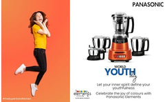 Panasonic Heavy Duty Mixer Grinder For Kitchen MX-AV425 (Sunstone Orange) Elements Series Powerful 1500W (MMLW) 4 Jar (Three-304 Stainless Steel & 1Juicer Extractor Jar) | 5 Years Motor Warranty