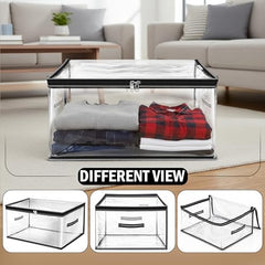 Storite 2 Pack Nylon Wardrobe Bag Underbed Cloth Storage Organizer | Moisture Proof Storage Bag, Storage box for Clothes Saree Bags, Zippered Closure & Handle - Magenta,37x34x23 cm