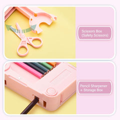 SYGA Children's Compass with Unicorn Design Pencil Box for Boys and Girls, Primary School Students, Multi-Functional (Pink)