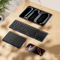 atdaraz Foldable Keyboard B089T 3 Folded Touchpad Function 64 Keys Portable Type C Charging Magnetic Closure Computer Keyboard Black