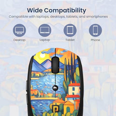 Portronics Toad III Plus Rechargeable Bluetooth Mouse with Bluetooth & 2.4 GHz Wireless Connectivity, Stylish Illustrated Design, 6 Buttons, Soft Silicone Grip for Laptop, PC, Mac (White)