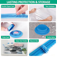 16 Travel Compression Bags Vacuum Packing, Roll Up Travel Space Saver Bags for Luggage, Cruise Ship Essentials (6 Large Roll/6 Medium Roll/4 Small Roll)
