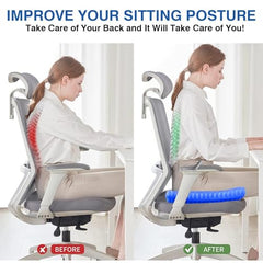 Medical Grade Gel Seat Cushion | Honeycomb Orthopedic Chair Cushion | Breathable Cooling Seat Pad | Non Slip Washable Cover | Office Car Wheelchair Travel Support | Pressure Relief Cushion | Blue