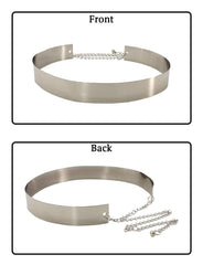 SYGA Women's Waist Chain, Iron Girdle, Women's Skirts,Dresses Versatile Metal Wide Accessories(wp191-4 silver)