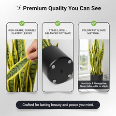 GARDEN GYANI Artificial Areca Palm Plant with Black Pot – 145 cm Tall Faux Tropical Decorative Plant with 35 Leaves for Home, Office & Living Room Décor
