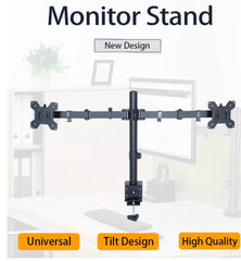 WE CLEVER Heavy duty Dual monitor stand Mount, Height Adjustable desk C clamps & Mounting holes, Full motion Tilt & Swivel Monitor Arms, For 13" - 30 inches computer screens 20kg Each arm (Black)