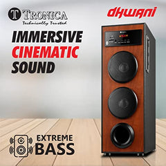 TRONICA Dhwani DJ 40Watt Bluetooth Tower Speaker | Bass-Boosted Party DJ Speaker & Home Theater Sound System with Wired Mic, FM, USB, AUX, TV, Remote,Wireless Music Streaming for Karaoke Night, Music