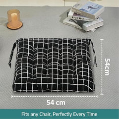 Kuber Industries 2 Pcs Cotton 16x16 Inch Chair Cushion for Sitting | Chairs Cushion For Home, Office, Dining Chair, Car, Meditation | Back Rest Support Chair Cushion with Ties | Plain - Cream