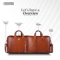 HAMMONDS FLYCATCHER Genuine Leather Office Bag for Men - 15.6 Inch Laptop Bag for Men for Professionals, Business Travelers - Adjustable Straps & Multiple Compartments - 1 Year Warranty - Brown