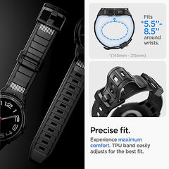Spigen Rugged Armor Pro for Samsung Galaxy Watch 6 Classic 47mm Case with Strap Band - Black