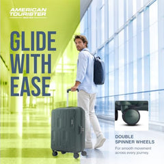 American Tourister 3PC PP Ivy 2.0-8 Wheel, Set (Small + Medium + Large) Hard Suitcase for Travel/Trolley Bag with Combination Lock & Smooth Sliding Double Wheel - Forest Green, 55 Cm, 68 Cm, 79 Cm