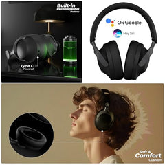 ZEBRONICS SILENCIO 111, Wireless Headphone, Hybrid ANC (50dB), 55*Hrs Backup, Transparency Mode, 40mm Titanium Drivers, 3 EQ Modes, ENC, Gaming Mode, Dual Pairing, Rapid Charge, Bluetooth v5.4 (Black)
