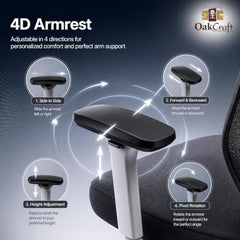 Oakcraft Hurricane Premium Ergonomic Office Chair | Dynamic 2D Lumbar Support | High-Back Executive Chair for Office, Home & Workstation