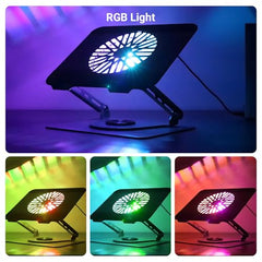 ZEBRONICS NS4000 PRO Rotatable Laptop Metal Stand, Upto 17 inch, 360° Fidget Rotation, Foldable, Multi Angle Adjustment, Type C Detachable RGB Magnetic Fan, Anti-Slip Silicone Pads, Carbon Steel Body