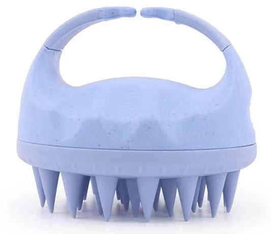 MOMISY Scalp Massager Shampoo Brush, Eco-Friendly Wheat Straw Body With Soft Silicon Bristles, Hair Scalp Scrubber, Scalp Exfoliator | Dandruff Removal (Blue)
