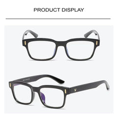 SYGA Anti-Blue Light Protection Flat Glasses For Men And Women Retro Square Frame(Black frame)
