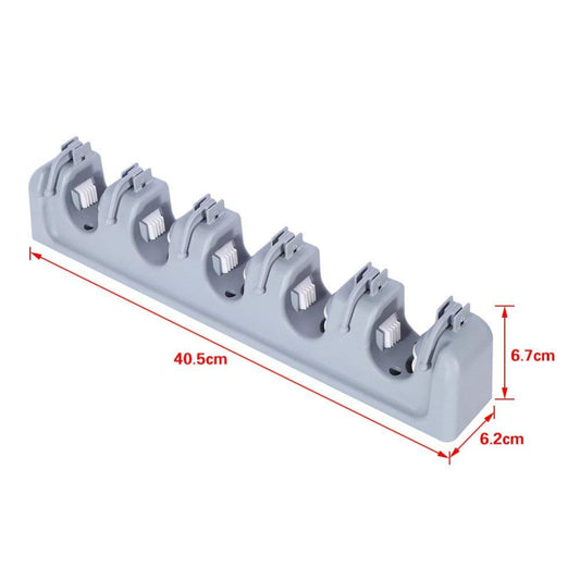 SYGA 5 Positions 6 Hooks Mop and Broom Holder, Broom Organizer Wall Mount Broom Storage and Mop Holder Garage Organizer