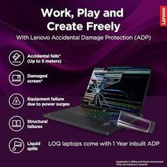 Lenovo LOQ Intel Core i7-13650HX| NVIDIA RTX 4050 6GB (16GB RAM/512GB SSD/144Hz Refresh Rate/15.6" (39.6cm)/Windows 11/Office Home 2024/Grey/2.4Kg), 83DV01K8IN AI Gaming Laptop