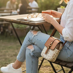 MOMISY Women’s Mini Crossbody Sling Bag | PVC Leather Mobile Phone Shoulder Bag with Magnetic Buckle & Adjustable Strap(Off-White)