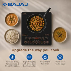 Bajaj ICX 200FP 2000 W Induction Cooktop | 7 Pre-Set Menus | Digital Display | Cool Touch Surface | 1 Year Warranty 【Black】