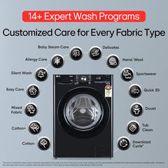 LG 12 Kg, 5 Star, AI Direct Drive Technology, Wi-Fi, Steam Fully Automatic Front-Loading Washing Machine (FHP1412Z3O, Intelligent & Convenient Fabric Care, Allergy Care, In-Built Heater, Onyx Black)