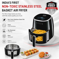 INALSA Stainless Steel Air Fryer,5.5 ltr & 1600 W,Non Toxic,SteelChef DW5.5