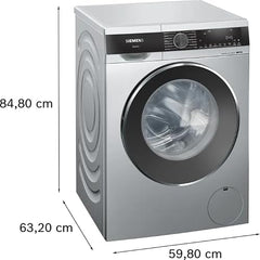 Siemens 9kg 5 Star Stain Treatment & Smart Finish Steam Fully Automatic Front Load Washing Machine with Built in Heater (WG44A2ZSIN, Pretreatment Function & Hygiene Program 5 Star Inverter, Silver