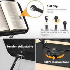Sunchhaya Acrylic Book Stand for Reading – Clear Adjustable Book Holder with 360° Rotating Base, Foldable Reading Stand for Desk, Cookbook, Tablet & Laptop Stand, Height & Angle Adjustable (R22H)