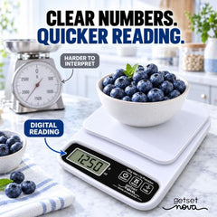 GetSetNova Digital Kitchen Weighing Scale 10kg, Weight Machine for Food | 1g Precision, Tare, LCD Display & Auto-Off | Small Electronic Food Scale for Diet, Baking & Portion Control
