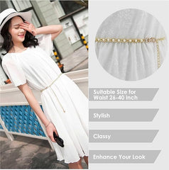 Syga Women Pearl Waist Chain BeltSuitable Size for Waist 26-40(White Pearl)