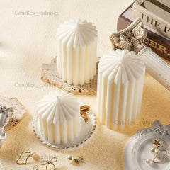 CANDLE CABINETS Ribbed Pillar Candle Set of 3 – 3.2x2 Inch Soy Wax Scented Candles – Minimalist Ribbed Texture for Aesthetic Home Decor & Romantic Gifting (Light Blue)