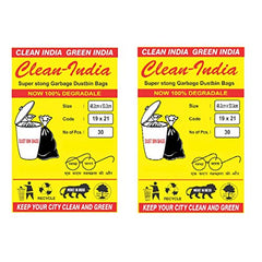 Clean India - Plastic Garbage Bags|6 Packs Of 30 Pcs | 19X21 Medium Disposable Garbage Trash Waste Dustbin Bags Of 54Cm X 48Cm (Ci19210008) - 180 Count