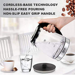 INALSA Electric Kettle for Hot Water |1.8 L Capacity| LED Illumination & Borosilicate Glass Body| 2 Year Warranty|Multipurpose Electric Kettle| Water Boiler (Prism Inox),1350 Watts