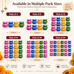 BUC Tulsi Diya for Diwali Decoration | Colourful Wax Candle | Set of 24 | Tulsi Shape Wax water bowl floaters | Festive home decor & gifting under budget | diwali decoration for home | fancy diyas