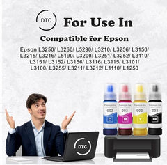 Duplex DTC 003 Refill Ink Compatible for Epson L3110, L3150, L3250, L3252 L3115, L3116, L3101, L3210, L3215, L3216, L3151, L3152, L3156, L5190 Printer (003 Ink Set)