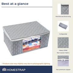 Homestrap set of 6 Foldable Saree Covers/Clothes Storage Bag/Wardrobe Organizer With Transparent Window And Zip For Lehenga, Suit, Dress,& Accessories (Grey)(Featured on Shark Tank), Polypropylene
