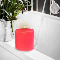 Pure Source India Paraffin Wax Scented Pillar Candles for Home Decor Smokeless & Dripless Candle (Rose - Red) Set of 3.
