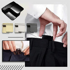 SYGA Lazy Belt Clip Folding Elastic Belt Buckle Pants Waist Shrink Clip Unisex Multifunctional Belt Buckle (Black)