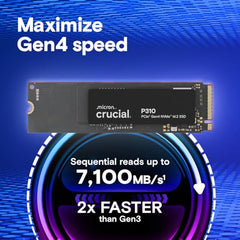 Crucial P310 4TB PCIe Gen4 2280 NVMe M.2 SSD Up to 7,100MB/s – with Acronis Offer, Internal Solid State Drive (PC) – CT4000P310SSD801
