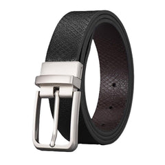SYGA Men's PU Leather Belt, Casual Lizard Pattern, 122 cm Length, 3.3 cm Width, (Black+Coffee)