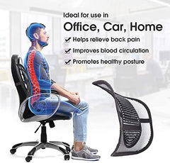 MONARCHIE Mesh Ventilation Nylon Back Rest with Lumbar Support Mesh Cushion Pad, Universal Back Lumbar Support Chairs for Office Chair, Home, Car, Seat to Relieve Pain (Pack of 2)