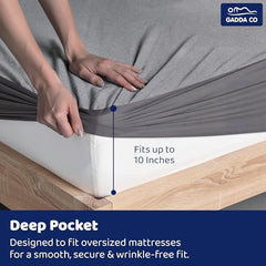GADDA CO 100% Waterproof Premium Cotton Feel Mattress Protector King Size 78x72 Inch|Ultra Soft Breathable & Fitted Bed Protector Terry Cover Double Bed (6.5x6 feet, Fits 10 Inches, Grey)