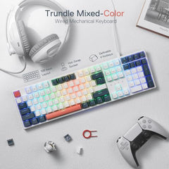 Redragon K668 RGB Gaming Keyboard, 104 Keys + Extra 4 Hotkeys Wired Mechanical Keyboard w/Sound Absorbing Foams, Upgraded Hot-swappable Socket, Mixed Color Keycaps, Red Switch